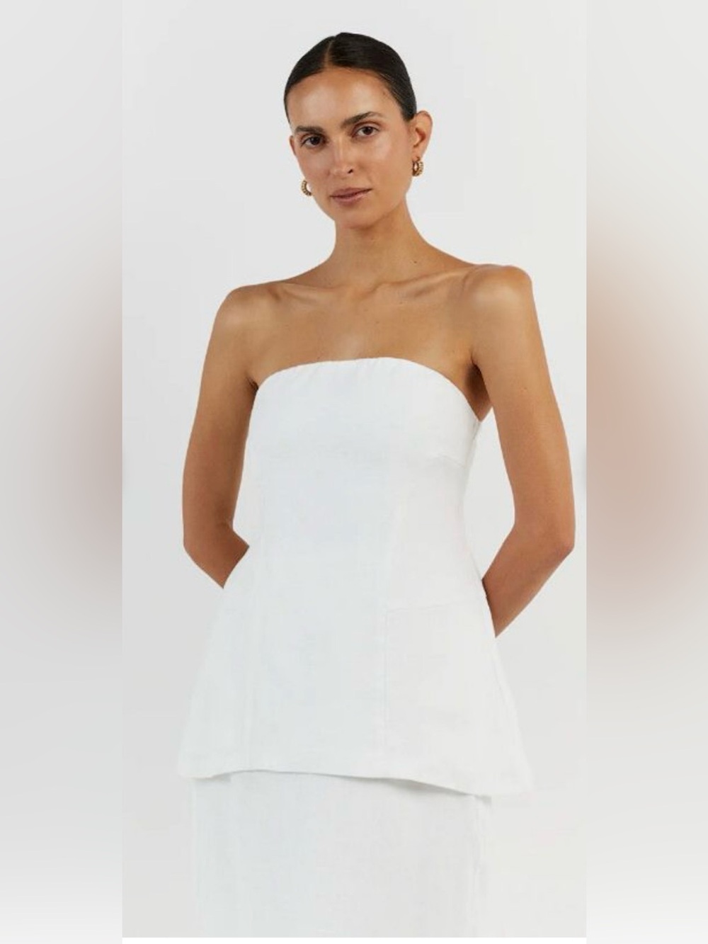 NWT DISSH Lara White Linen Strapless Top Size 4